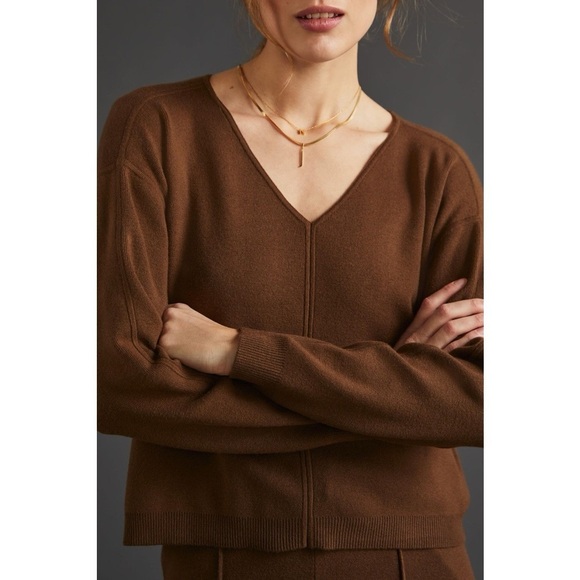 Daily Practice by Anthropologie • V-Neck Sweater oversized Dark Mink Brown knit - Picture 5 of 12